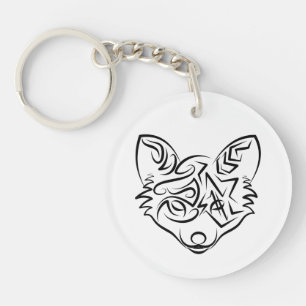 Llavero Fox tribal negra y blanca