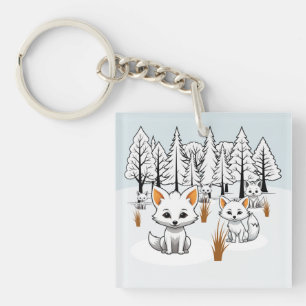 Llavero Foxes Árticos - Paisaje invernal