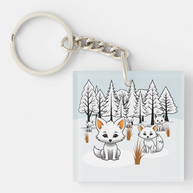 Llavero Foxes Árticos - Paisaje invernal (Frente)