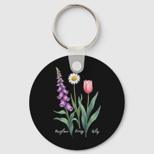 Llavero Foxglove Daisy Tulip Flower Design Floral Chica Ma