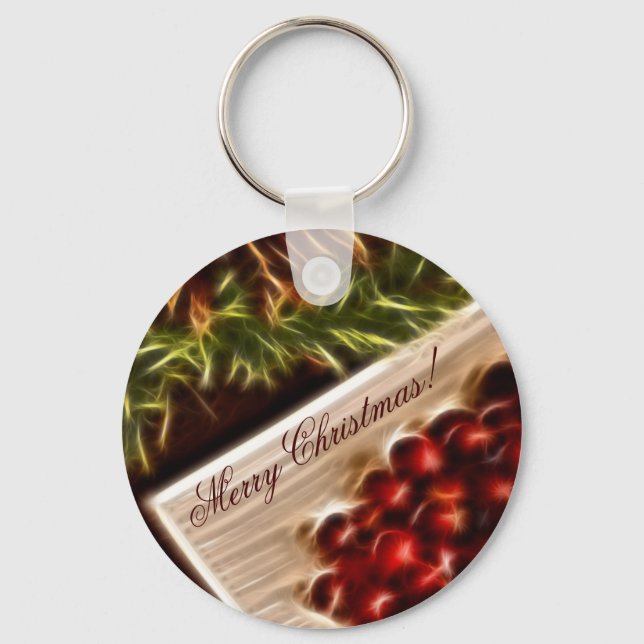 Llavero Fractal Cranberry Navidades con Personalizable Tex (Anverso)