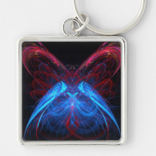 Llavero Fractal de flama de mariposa de Neon brillante Res