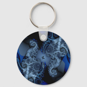 Llavero fractal de mariposa de ensueño azul