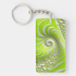 Llavero Fractal en espiral verde lima abstracto