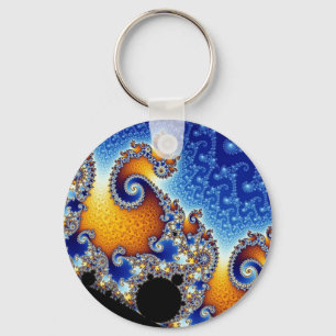 Llavero Fractal espiral doble azul de Mandelbrot