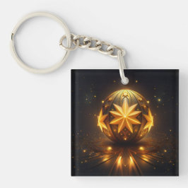Llavero Fractal Fantasía Esfera de Bronce Estrellas Dorada