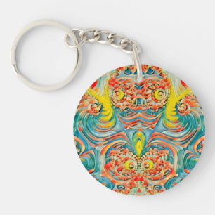 Llavero Fractal ~ Keychain de color amarillo rojo y azul