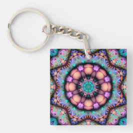 Llavero Fractal Mandala Floral Clásica de Arte Psicodélico