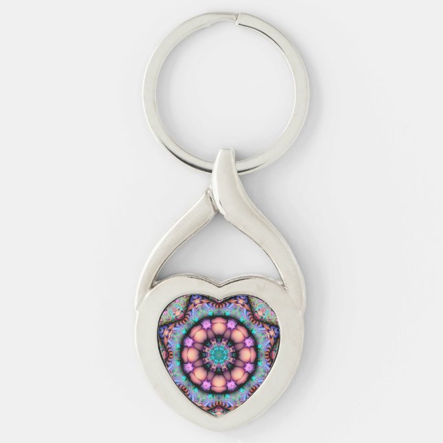 Llavero Fractal Mandala Floral Psychedelic Keychain (Anverso)