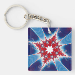 Llavero Fractal Mandelbrot Rojo Blanco y Azul Patriótico