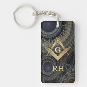 Llavero Fractal Monogramed Masonic Keychain