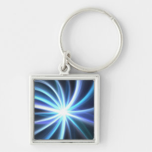 Llavero Fractal solar brillante azul Starburst