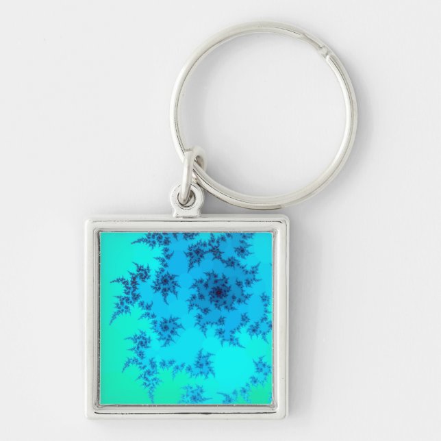 Llavero Fractal verde azul (Frente)