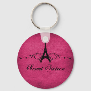 Llavero Francés de color rosa floreciente dulce 16 Keychai