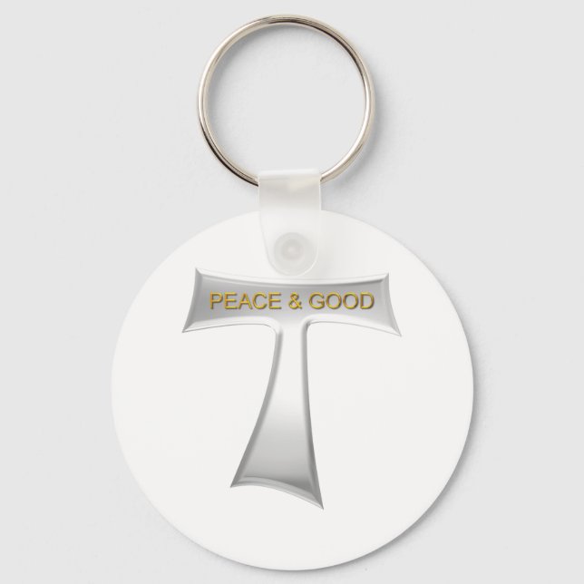 Llavero Franciscan Tau Cross Peace y Good Silver & Gold