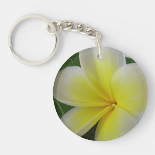 Llavero Frangipani Blanco Y Amarillo