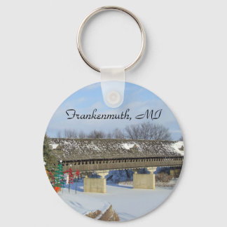 Llavero Frankenmuth Michigan Covered Bridge Snow Keychain