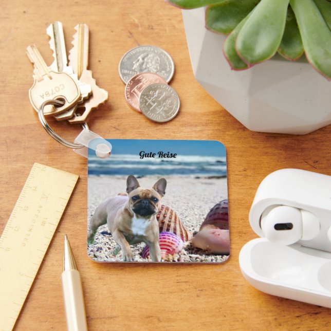 Llavero Französische Bulldogge am Strand (Escritorio )