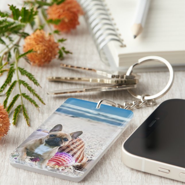 Llavero Französische Bulldogge am Strand French Bulldog (Frente Derecha)