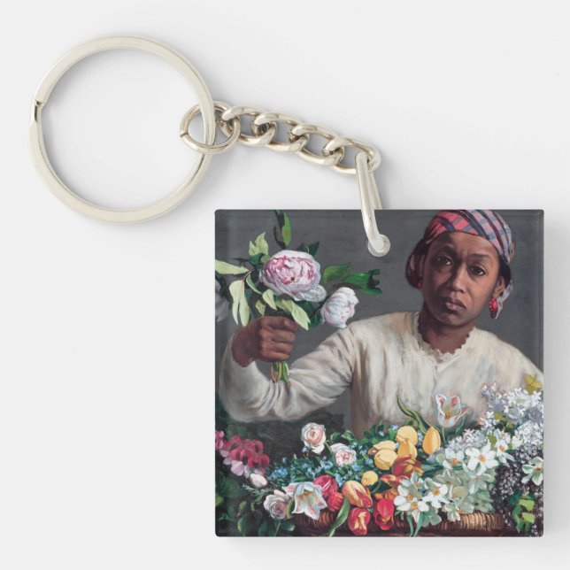 Llavero Frederic Bazille - Mujer joven con peonías (Frente)