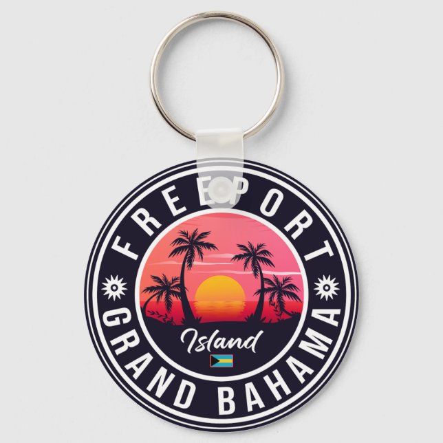 Llavero Freeport Bahamas Retro Sunset Souvenirs 60 (Anverso)