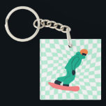 Llavero Freerid Snowboarder En Green Suit Checkpoint<br><div class="desc">ilustracion de Guay caprichoso arte de coloridos snowboard,  snowboard downhill in mountain,  on new snow en polvo. Snowboard y deportes al aire libre de Navidad. Regalos de Snowboard. Regalos del equipo de Snowboard. Retro rebajó los cheques de snowboard a cuadros.</div>