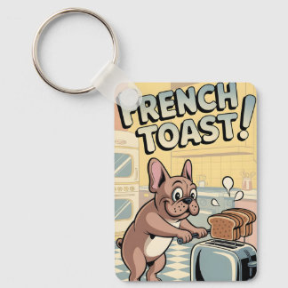 Llavero French Bulldog Breakfast Cartoon Art