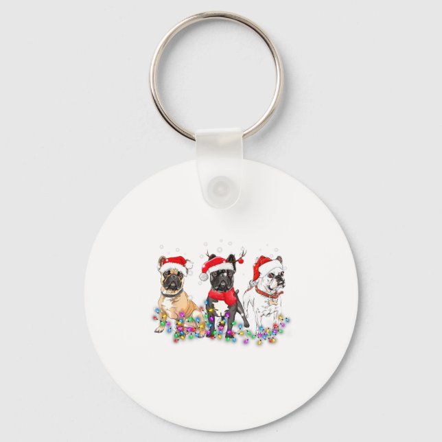Llavero French Bulldog Dog Christmas Lights Cute Pet Match (Anverso)