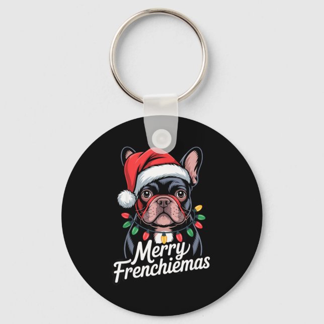 Llavero French Bulldog Merry Frenchiemas Santa Hat Christm (Anverso)
