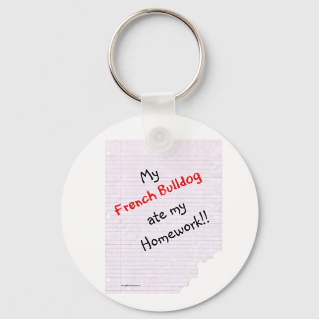 Llavero Frenchie Ate My Homework Keychain (Anverso)