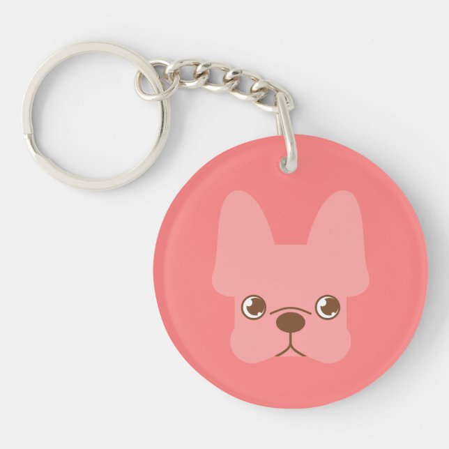 Llavero Frenchie rosado (Frente)