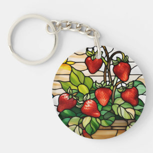 Llavero Fresas en vidrio manchado