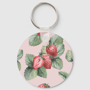 Llavero Fresas maduras para el verano: rosa acuarela