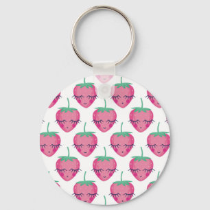Llavero Fresas sonrientes para dormir, lindo patrón.