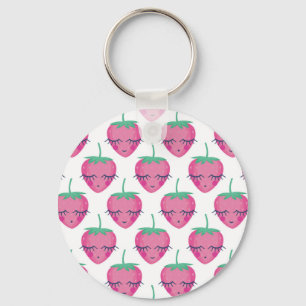 Llavero Fresas sonrientes para dormir, lindo patrón.