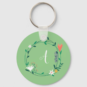 Llavero Fresco Primavera Floral Garland Personalizado Inic