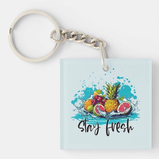 Llavero Fresco resistente - Verano - Frutas tropicales acu (Frente)