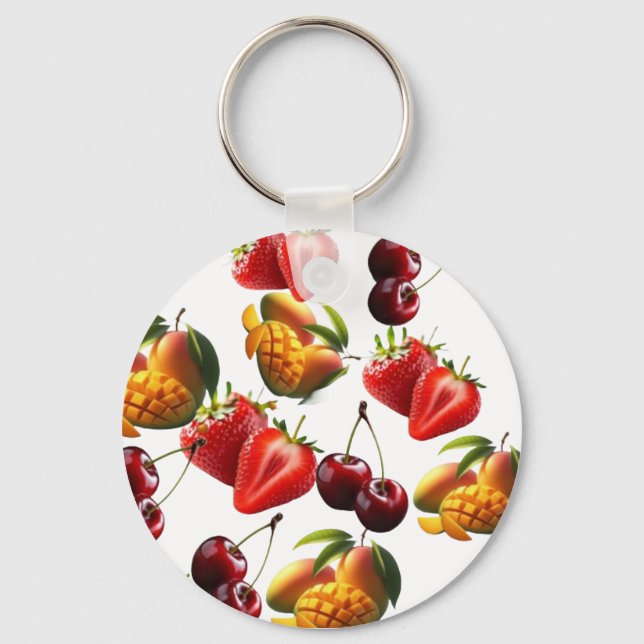 Llavero Fresh Fruit Pattern – Strawberry, Cherry & Mango A (Anverso)