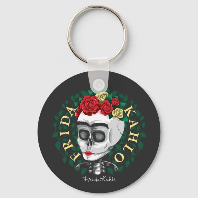 Llavero Frida Kahlo | Calavera con corona Rosa (Anverso)