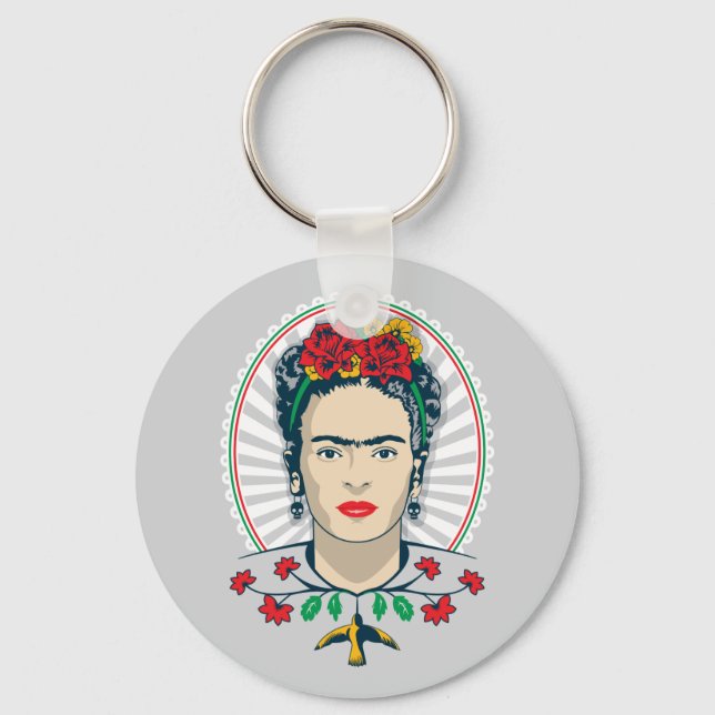 Llavero Frida Kahlo | Floral de época (Anverso)