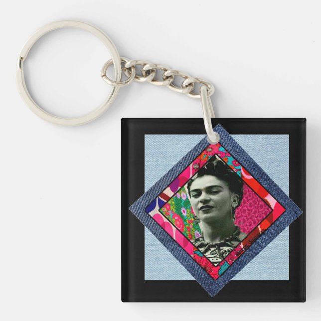 Llavero Frida Kahlo Retro Pink Denim (Frente)