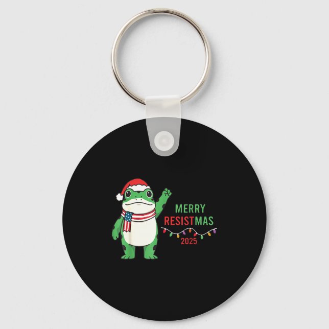 Llavero Frog Retro Merry Resistmas Funny Litical Christmas (Anverso)