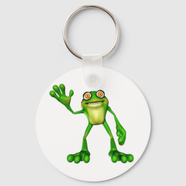 Llavero Froggie el Personalizado lindo ondeando la rana (Anverso)