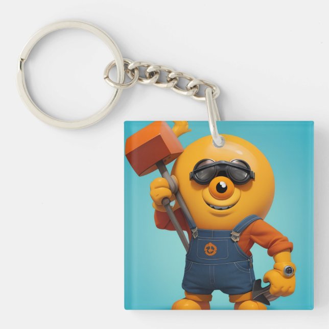 Llavero Fröhlicher Baumeister – Gelber Held mit Hammer   (Frente)