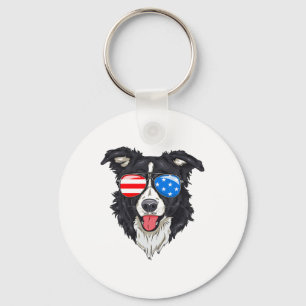Llavero Frontera Collie Lover Perro Patriótico 4 De Julio