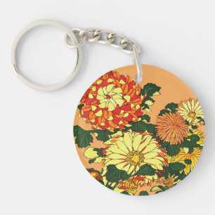 Llavero Frontera de flores japonesa, Naranja mandarín y or