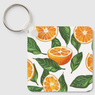 Llavero Fruta Botánica Naranja Cítrico Sin Costuras