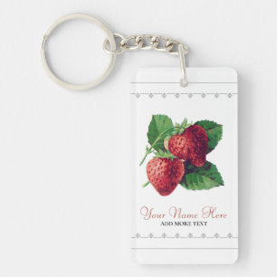 Llavero Fruta de fresa de vintage cúrcuma Añadir su nombre