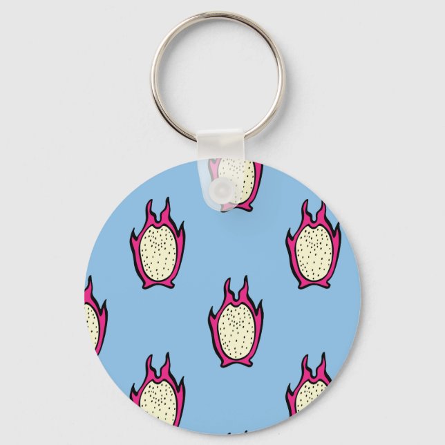 Llavero Fruta del dragón: Dibujo de tinta de época. (Anverso)