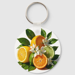 Llavero Frutas cítricas vibrantes florecen realistas